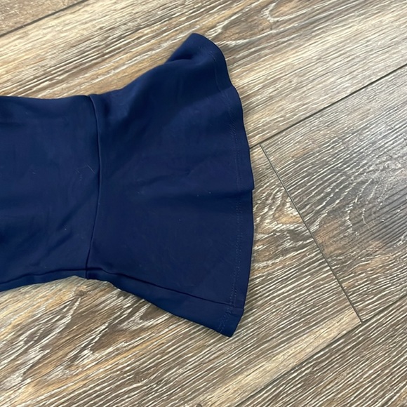 New York & Company Blue V-Neck Dress with 3/4 Sleeve Ruffle Sleeves XL - Picture 3 of 4